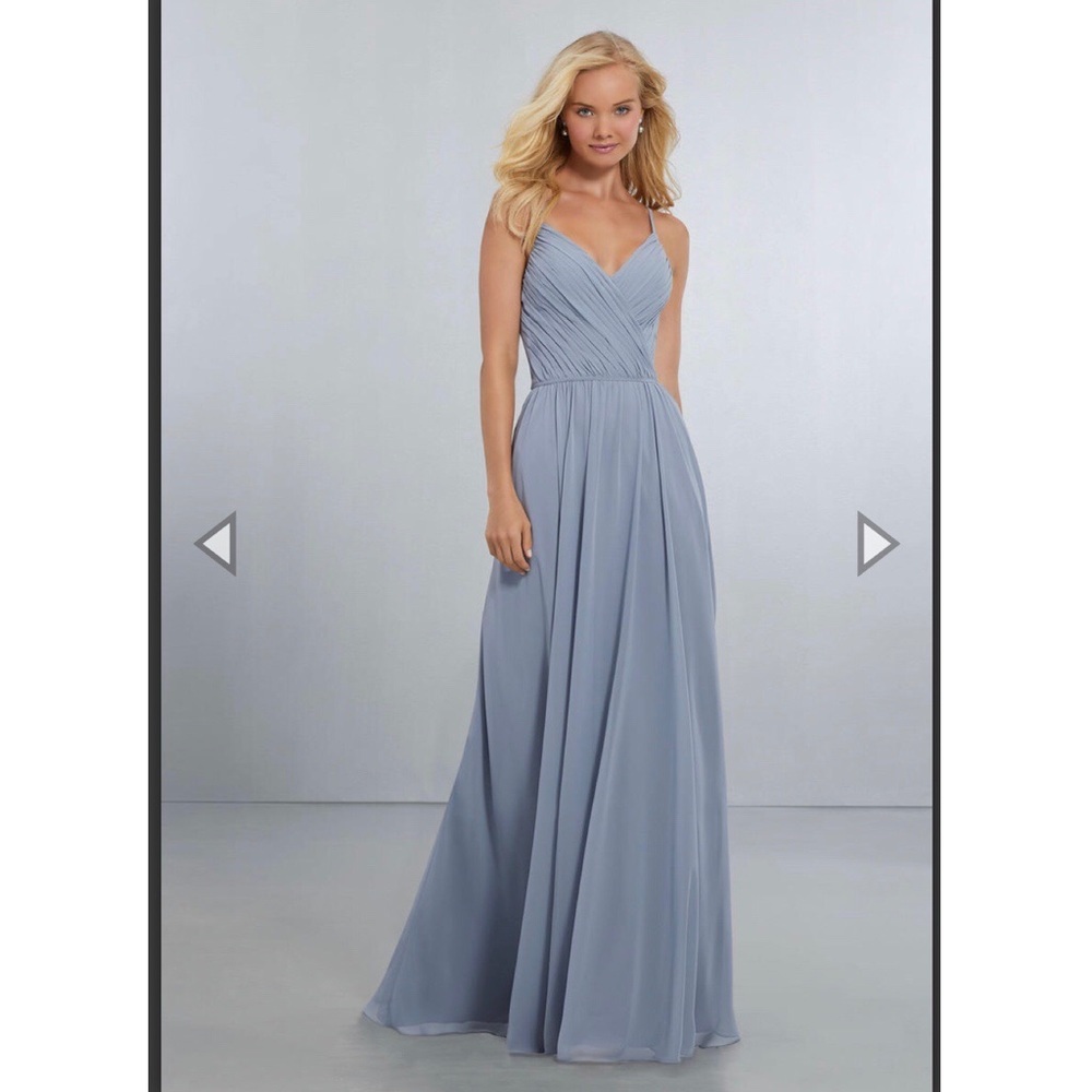 Mori Lee 21556 bridesmaids dress in Dove 18